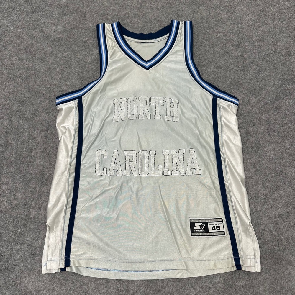 Vintage Starter Basketball Jersey Mens Large White North Carolina 46 Tank Top